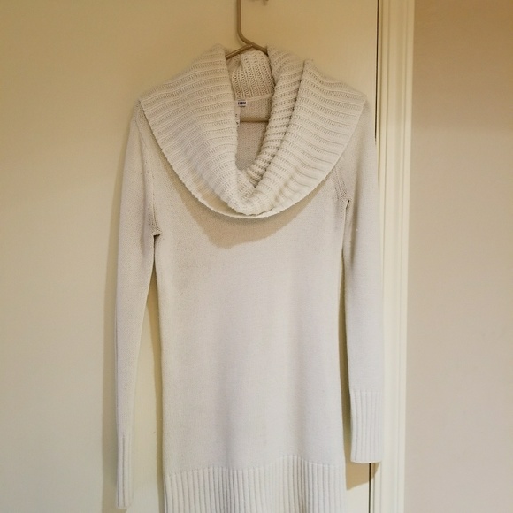 cream cowl neck sweater dress